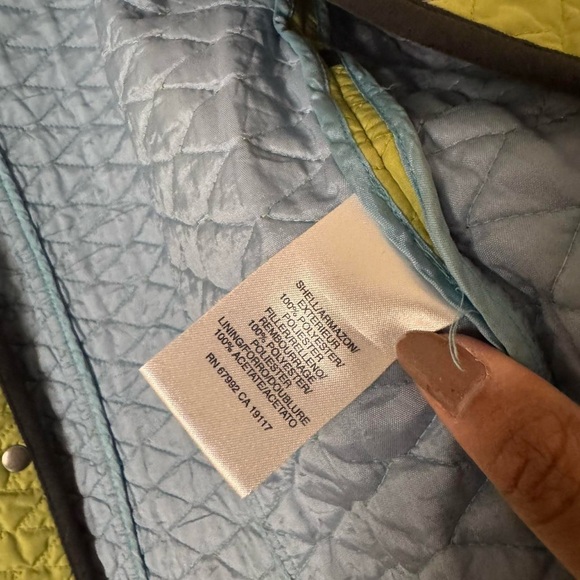 90s Quilted Lightweight Jacket Chartreuse Green Black Medium - Picture 7 of 8